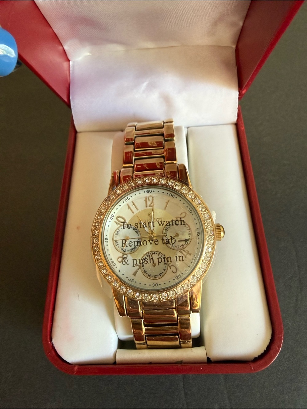 Peugeot Women’s Gold Tone Crystal Bezel Multifunction Bracelet Watch New Box